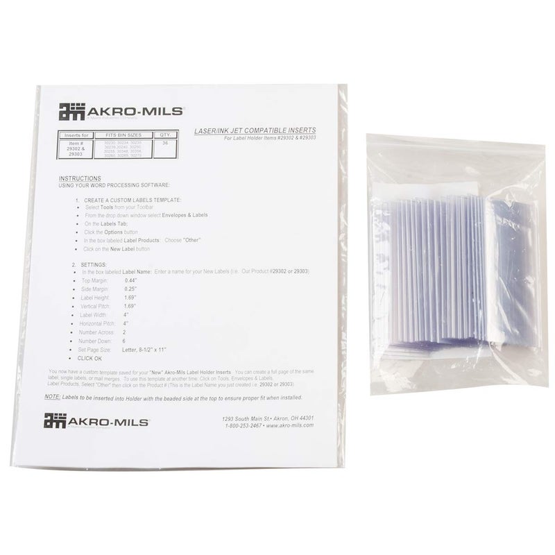 Akro-Mils 29302 Clear Protective Plastic Label Holder and Labels for large AkroBins and 30348, 30358, (25-Pack) - Image 3